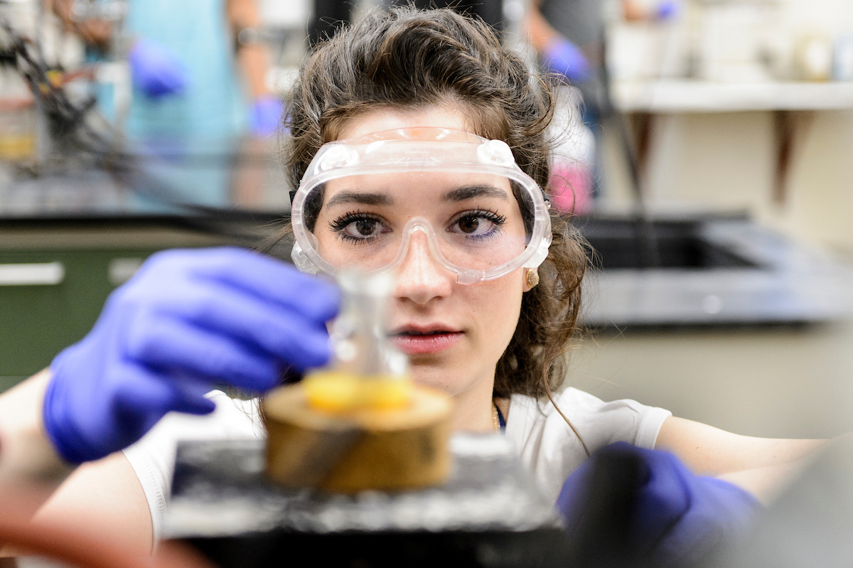 undergraduate student in lab class
